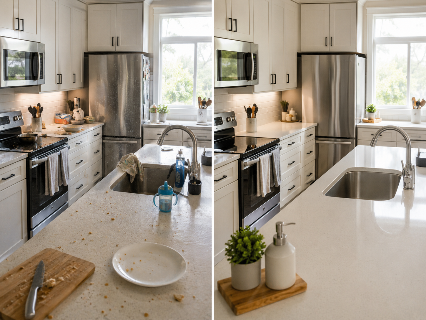 Before and after kitchen cleaning
